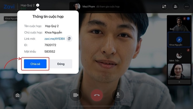 Bấm Vào Nút Chia Sẻ để Tiến Hành Mời Thêm Thành Viên