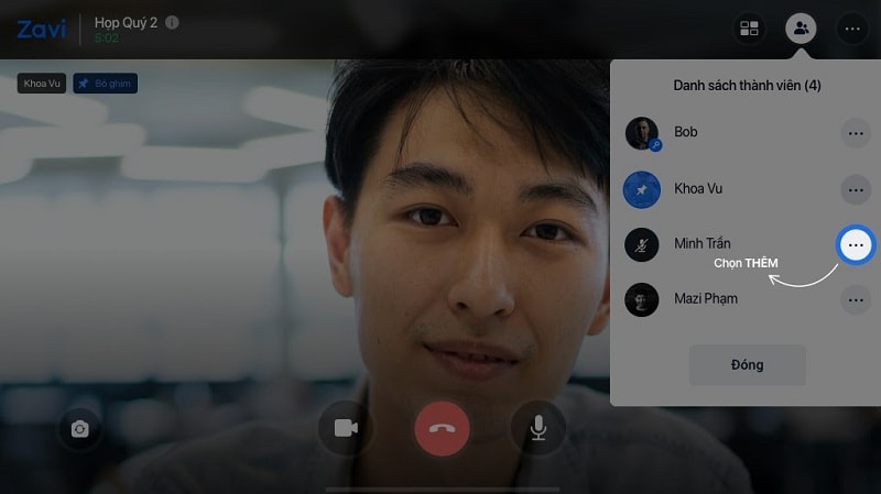 Rong Danh Sách Thành Viên, Bấm Vào Biểu Tượng Thêm Bên Cạnh Tên Thành Viên đó.