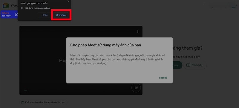 Cho Phép Truy Cập Camera Khi Sử Dụng Google Meet