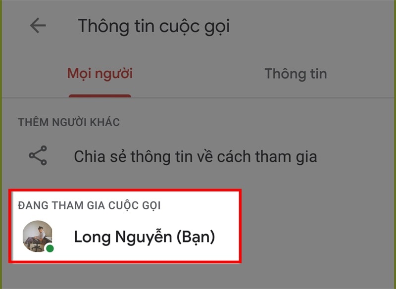 Xem Danh Sách Người Trong Cuộc Họp