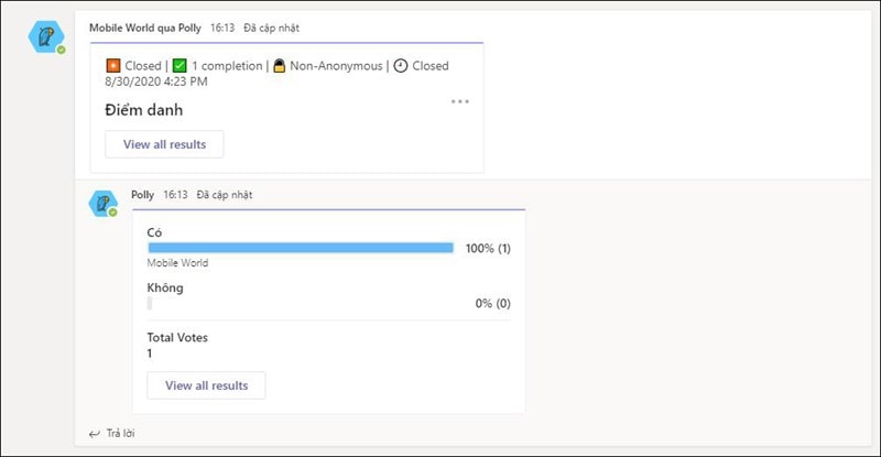 Cách đóng Bảng điểm Danh Trên Microsoft Teams Bằng ứng Dụng Polly Bước 4