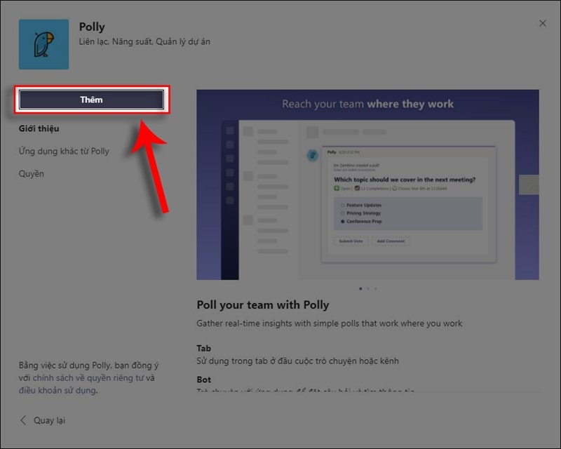 Cách Tạo Bảng điểm Danh Trên Microsoft Teams Bằng ứng Dụng Polly Bước 6
