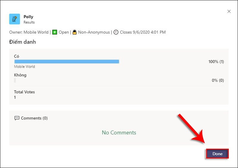 Cách Xem Và Xuất Kết Quả điểm Danh Trên Microsoft Teams Bằng ứng Dụng Polly Bước 2