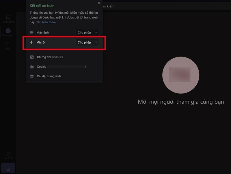 Cho Phép Truy Cập Micro Khi Sử Dụng Microsoft Teams Bước 3