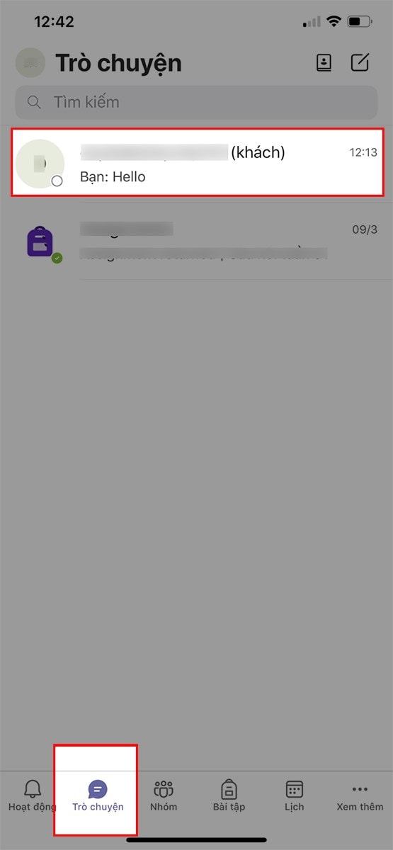 Xóa Từng Tin Nhắn Riêng Lẻ Trên Microsoft Teams Bằng điện Thoại Bước 1