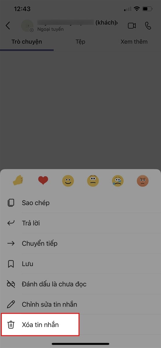 Xóa Từng Tin Nhắn Riêng Lẻ Trên Microsoft Teams Bằng điện Thoại Bước 2