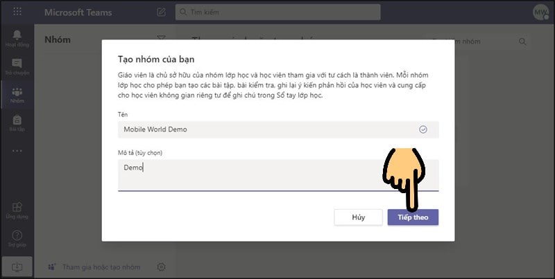 Hướng Dẫn Tạo Phòng Học Microsoft Teams Online Trên Web Bước 6