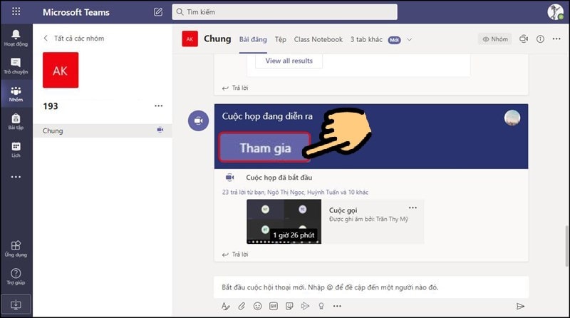 Hướng Dẫn Vào Phòng Học Microsoft Teams Online Trên Web Bước 2