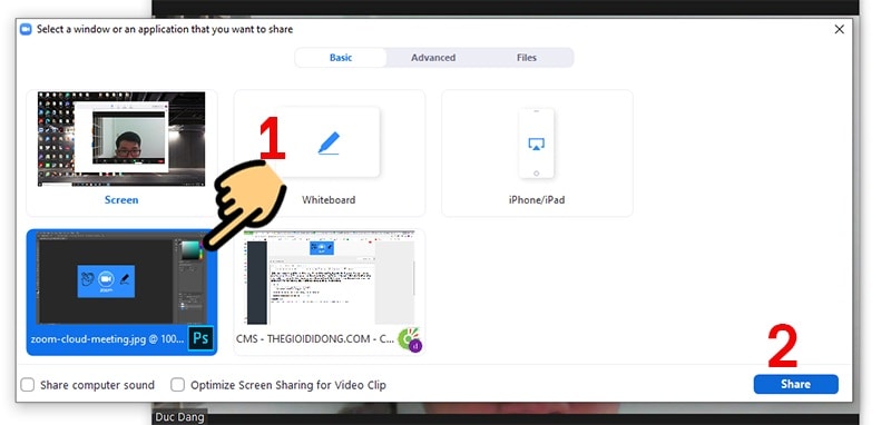 Hướng Dẫn Vẽ Hình Trên Zoom Tại Giao Diện Chia Sẻ Màn Hình Bước 2