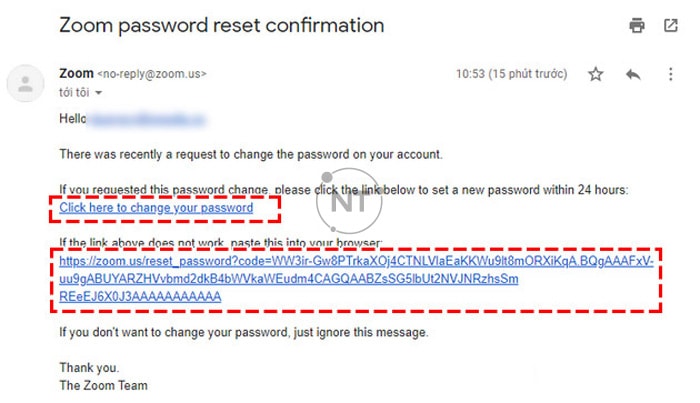 Zoom Password Reset Confirmation
