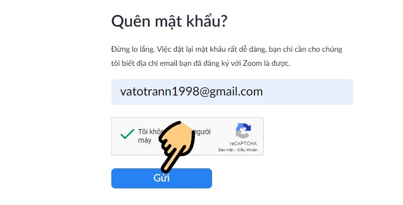 Hướng Dẫn Lấy Lại Mật Khẩu Zoom Meeting Khi Bị Quên Bước 2