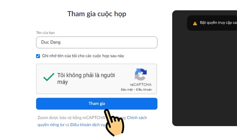 Hướng Dẫn Tham Gia Phòng Họp Khi Quên Mật Khẩu Zoom Bước 5