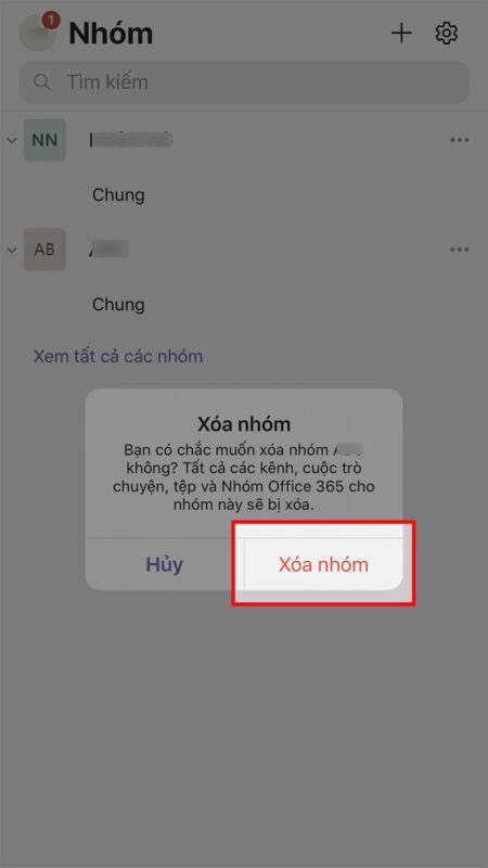 Cách Xóa Nhóm, Lớp Học Trên Microsoft Teams Bằng điện Thoại Bước 3