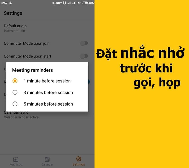 Đặt Nhắc Nhở Trước Khi Gọi, Họp để Bạn Không Bị Quên