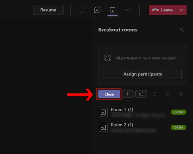 Đóng Breakout Rooms