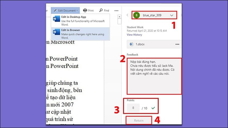 Hướng Dẫn Chấm điểm Trên ứng Dụng Microsoft Teams 2